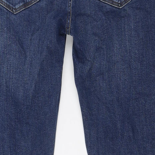 Marks and Spencer Mens Blue Cotton Straight Jeans Size 30 in L33 in Regular Zip
