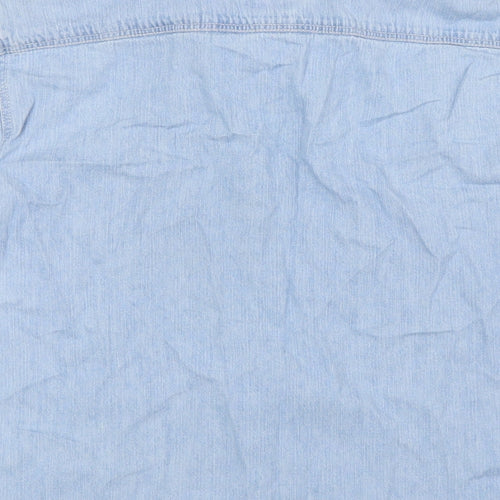 Topshop Mens Blue Cotton Button-Up Size M Collared Button