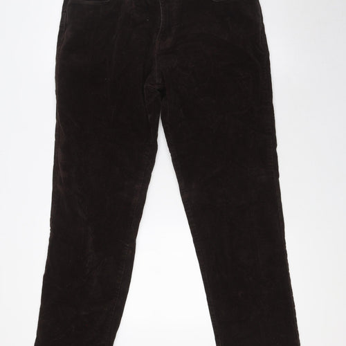 TU Mens Brown Cotton Trousers Size 34 in L31 in Regular Zip
