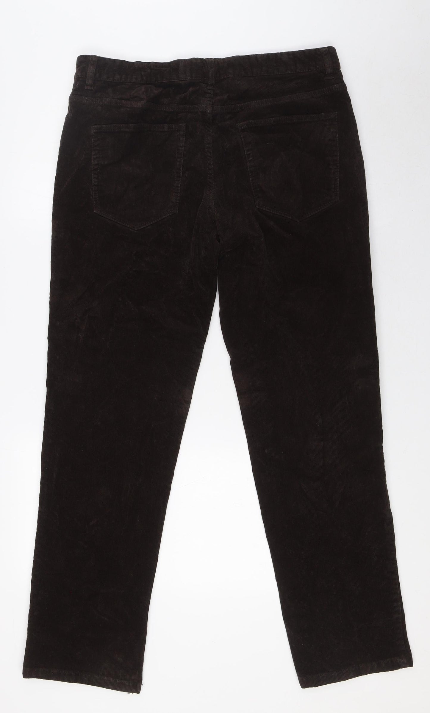 TU Mens Brown Cotton Trousers Size 34 in L31 in Regular Zip