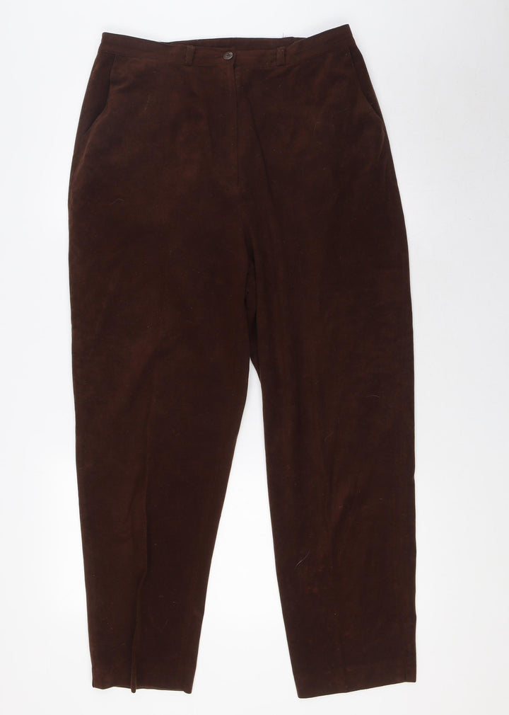 Bonmarché Womens Brown Polyester Trousers Size 16 L28 in Regular Zip
