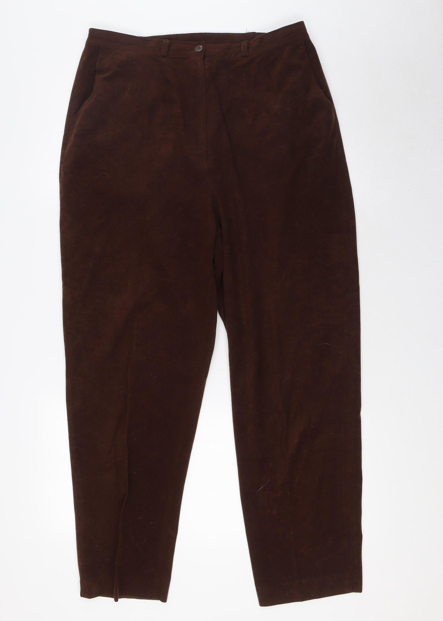 Bonmarché Womens Brown Polyester Trousers Size 16 L28 in Regular Zip