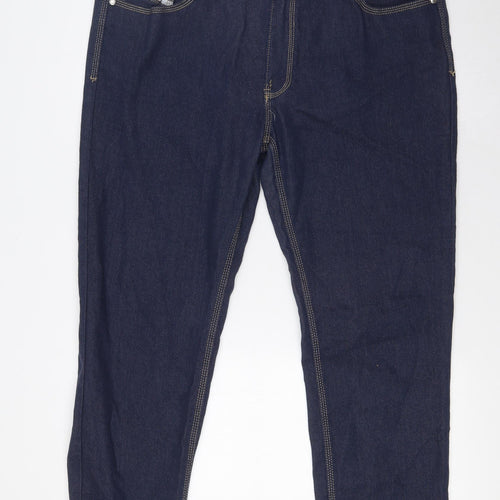 Vavell Mens Blue Cotton Straight Jeans Size 2XL L33 in Regular Zip