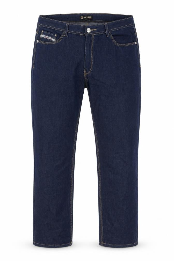 Vavell Mens Blue Cotton Straight Jeans Size 2XL L33 in Regular Zip
