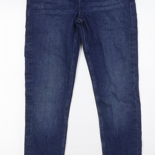 Marks and Spencer Womens Blue Cotton Skinny Jeans Size 8 L29 in Regular Zip