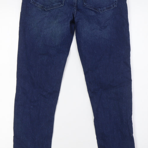 Marks and Spencer Womens Blue Cotton Skinny Jeans Size 8 L29 in Regular Zip