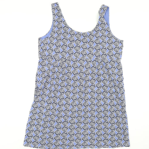 Boden Womens Blue Geometric Cotton A-Line Size 18 Scoop Neck Pullover