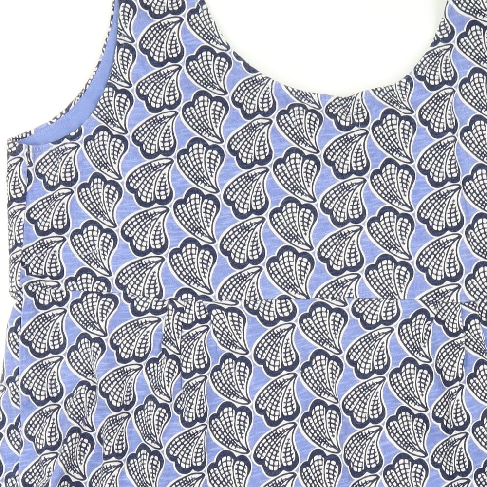 Boden Womens Blue Geometric Cotton A-Line Size 18 Scoop Neck Pullover