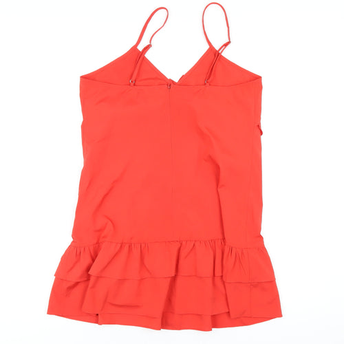 PRETTYLITTLETHING Womens Red Polyester Mini Size 10 V-Neck Zip