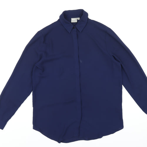 ASOS Womens Blue Polyester Basic Button-Up Size 10 Collared