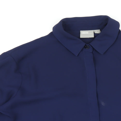 ASOS Womens Blue Polyester Basic Button-Up Size 10 Collared