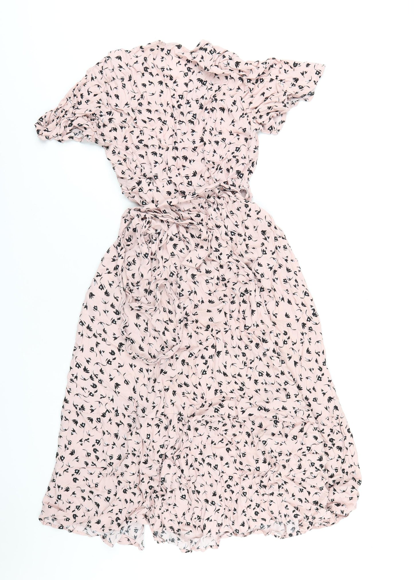 Seraphine Womens Pink Geometric Viscose Wrap Dress Size 10 V-Neck Tie