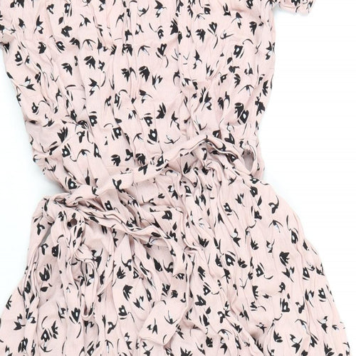 Seraphine Womens Pink Geometric Viscose Wrap Dress Size 10 V-Neck Tie
