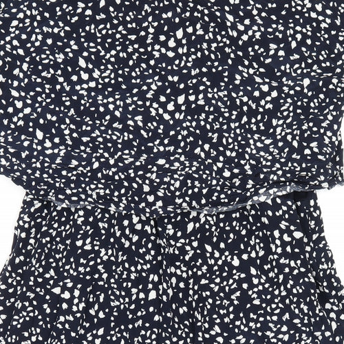 Seraphine Womens Blue Geometric Viscose A-Line Size 10 Round Neck Button