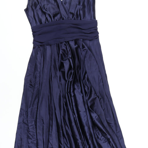 New Look Womens Blue Polyester A-Line Size 10 V-Neck Zip