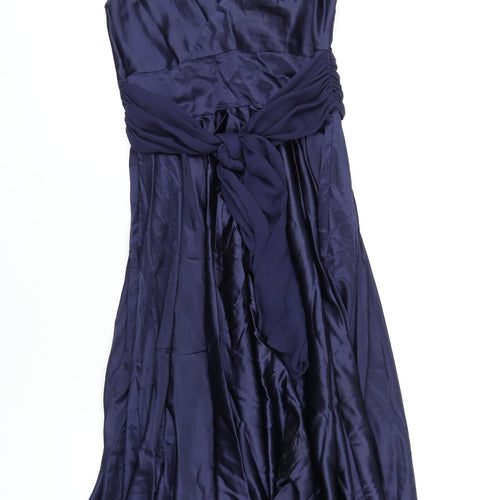 New Look Womens Blue Polyester A-Line Size 10 V-Neck Zip