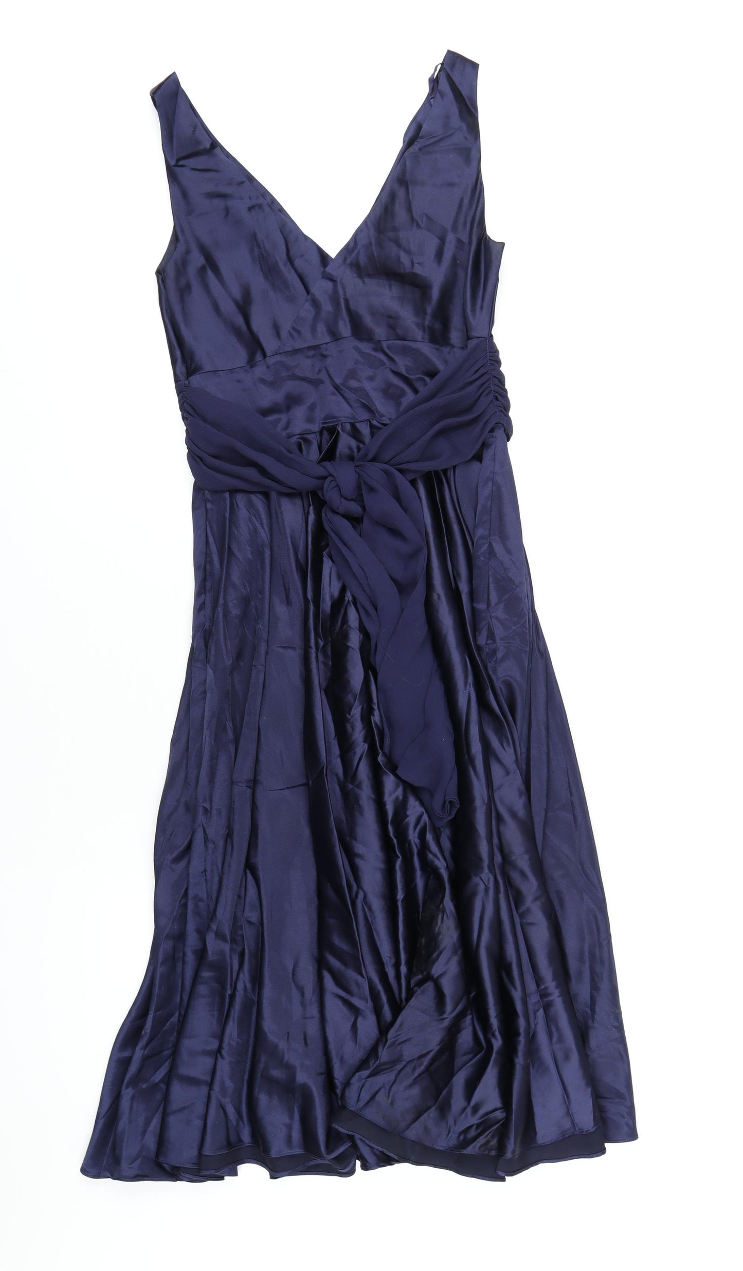 New Look Womens Blue Polyester A-Line Size 10 V-Neck Zip