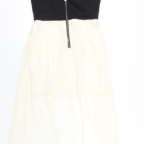 Lipsy Womens Ivory Cotton A-Line Size 12 Sweetheart Zip