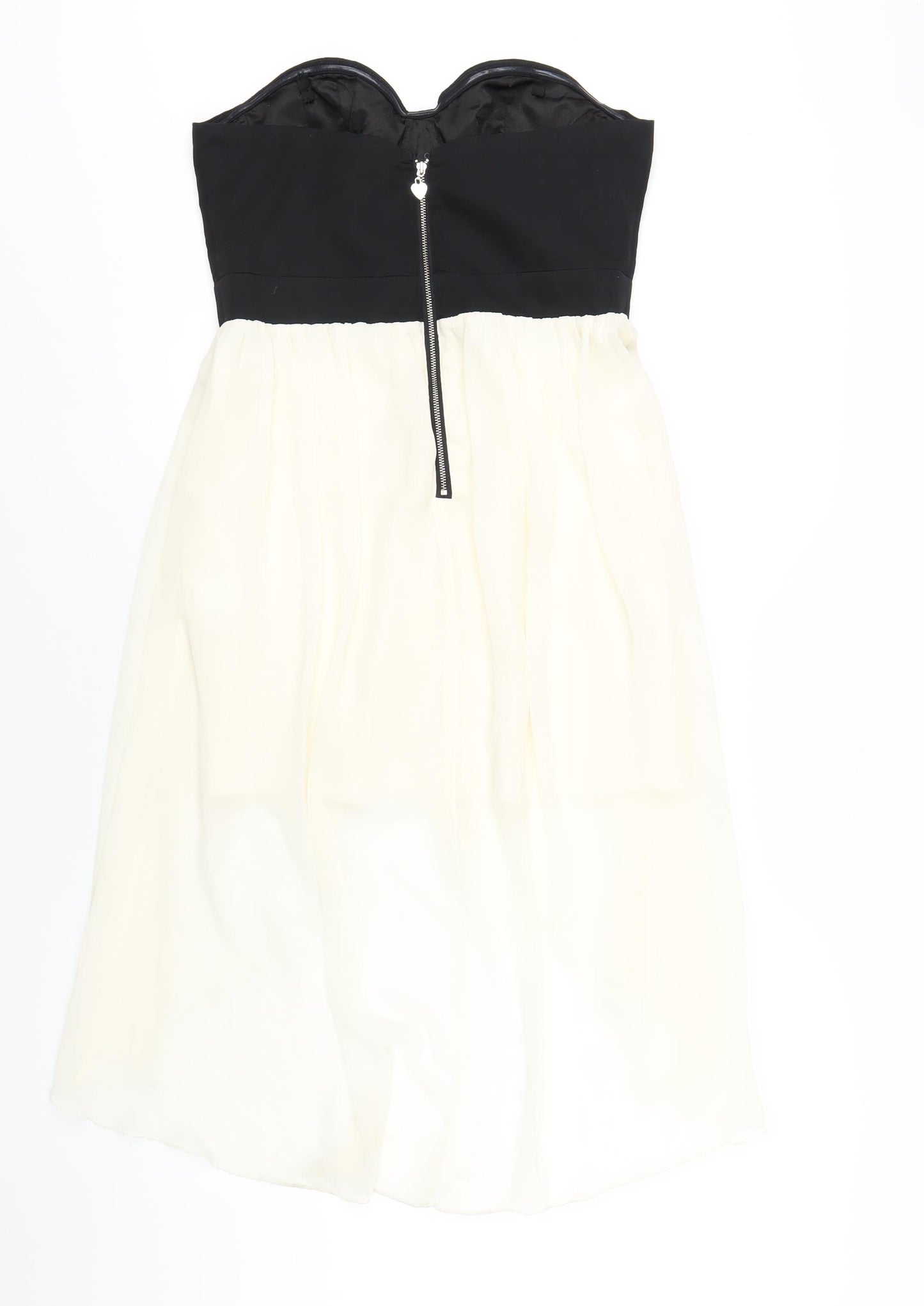 Lipsy Womens Ivory Cotton A-Line Size 12 Sweetheart Zip