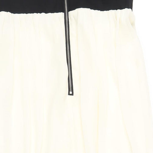 Lipsy Womens Ivory Cotton A-Line Size 12 Sweetheart Zip
