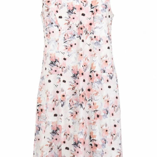 Vida Vi Womens Multicoloured Floral Linen A-Line Size 14 Round Neck Zip