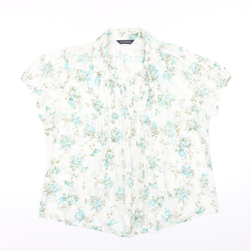 Classics Womens Multicoloured Floral Cotton Basic Button-Up Size 18 Collared