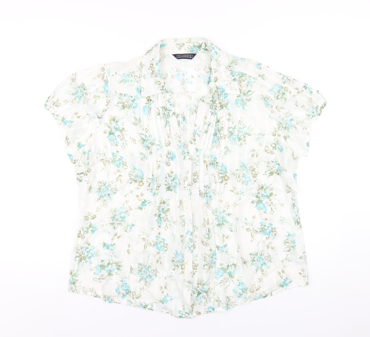 Classics Womens Multicoloured Floral Cotton Basic Button-Up Size 18 Collared