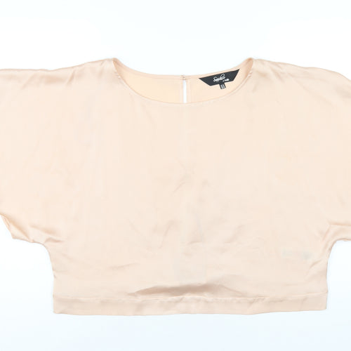 Wallis Womens Beige Polyester Basic T-Shirt Size 14 Round Neck