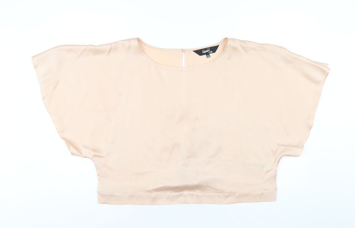 Wallis Womens Beige Polyester Basic T-Shirt Size 14 Round Neck