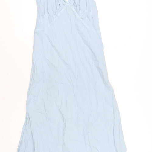 ASOS Womens Blue Lyocell A-Line Size 14 V-Neck Zip