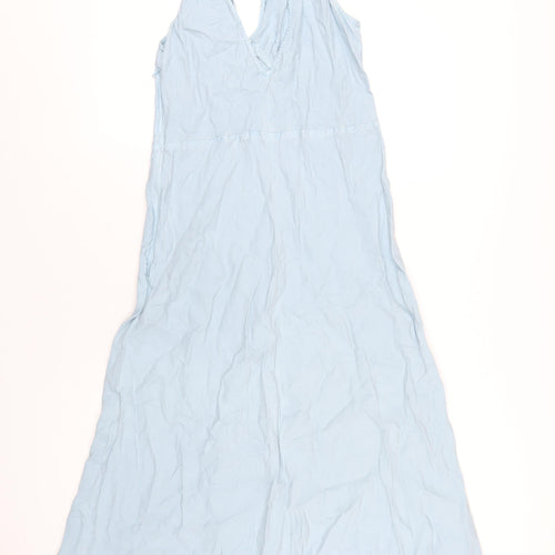 ASOS Womens Blue Lyocell A-Line Size 14 V-Neck Zip