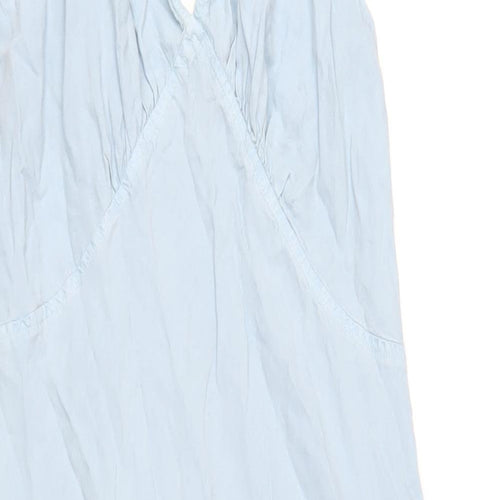ASOS Womens Blue Lyocell A-Line Size 14 V-Neck Zip