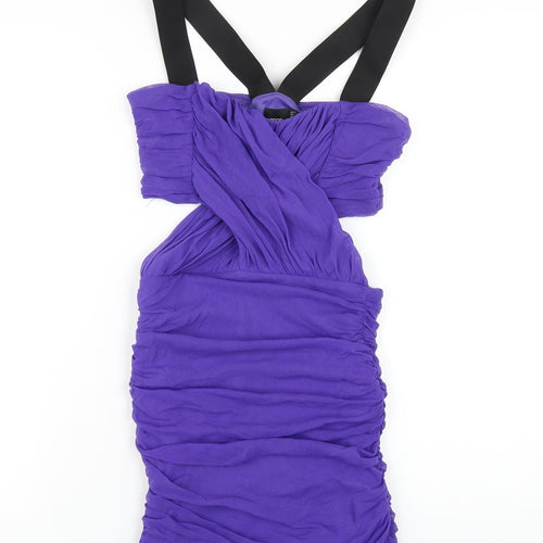ASOS Womens Purple Nylon Bodycon Size 10 V-Neck Pullover