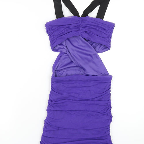 ASOS Womens Purple Nylon Bodycon Size 10 V-Neck Pullover