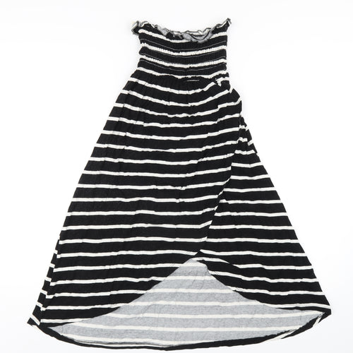 New Look Womens Black Striped Viscose A-Line Size 10 Square Neck Pullover
