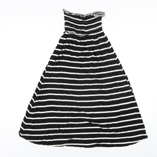 New Look Womens Black Striped Viscose A-Line Size 10 Square Neck Pullover