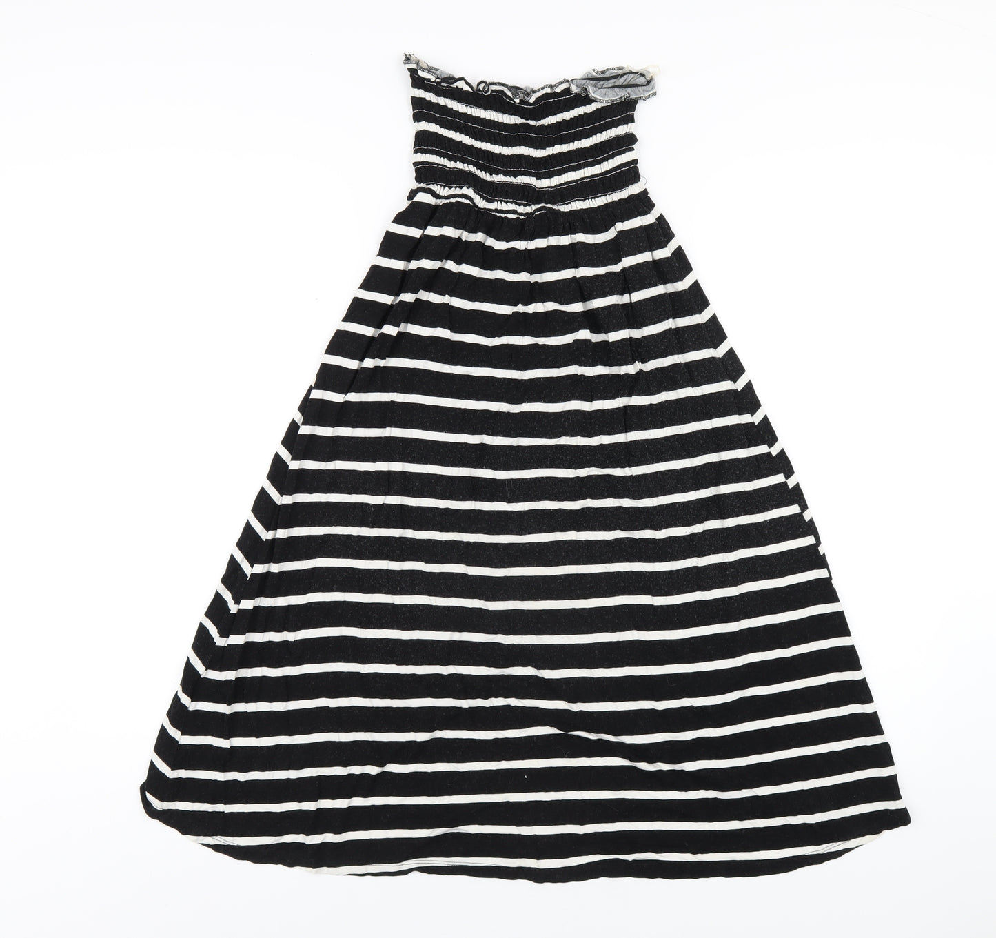 New Look Womens Black Striped Viscose A-Line Size 10 Square Neck Pullover