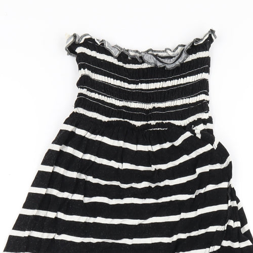 New Look Womens Black Striped Viscose A-Line Size 10 Square Neck Pullover