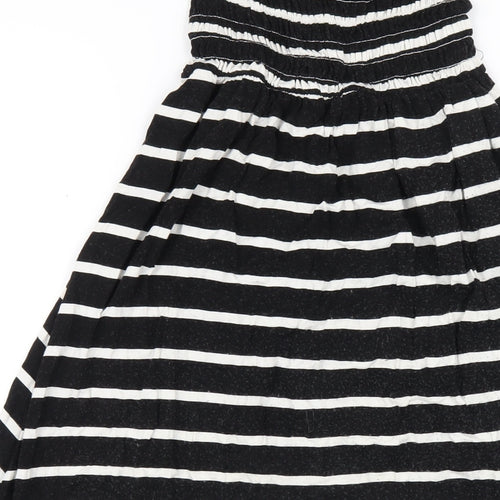 New Look Womens Black Striped Viscose A-Line Size 10 Square Neck Pullover
