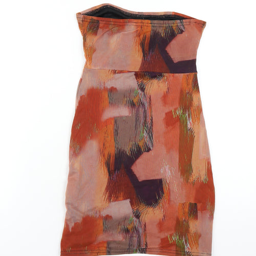 PRETTYLITTLETHING Womens Multicoloured Geometric Polyester Bodycon Size 8 Sweetheart Pullover