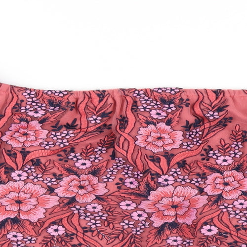 New Look Womens Pink Nylon Basic T-Shirt Size 14 Off the Shoulder