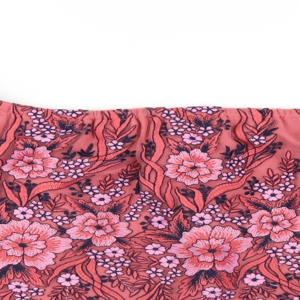 New Look Womens Pink Nylon Basic T-Shirt Size 14 Off the Shoulder