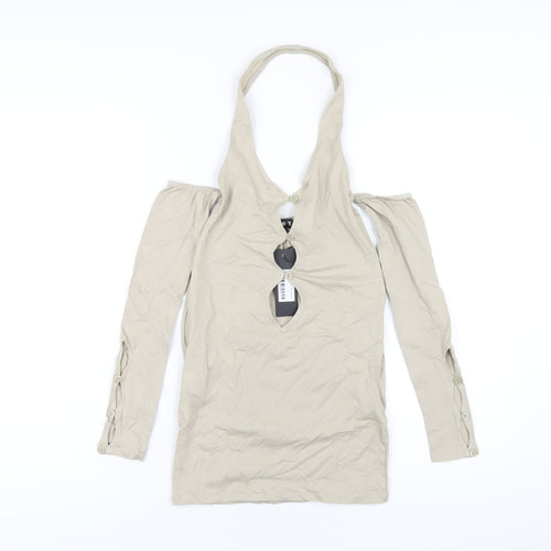 Motel Womens Beige Cotton Bodycon Size XS Halter Pullover