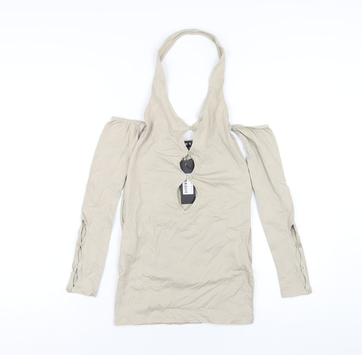 Motel Womens Beige Cotton Bodycon Size XS Halter Pullover