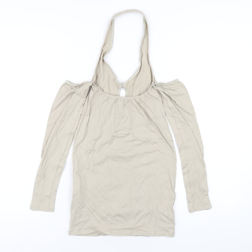 Motel Womens Beige Cotton Bodycon Size XS Halter Pullover