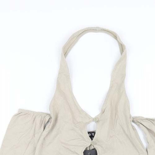 Motel Womens Beige Cotton Bodycon Size XS Halter Pullover