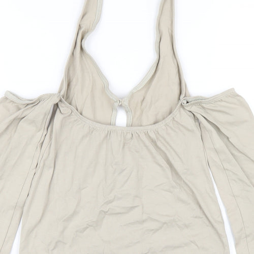 Motel Womens Beige Cotton Bodycon Size XS Halter Pullover
