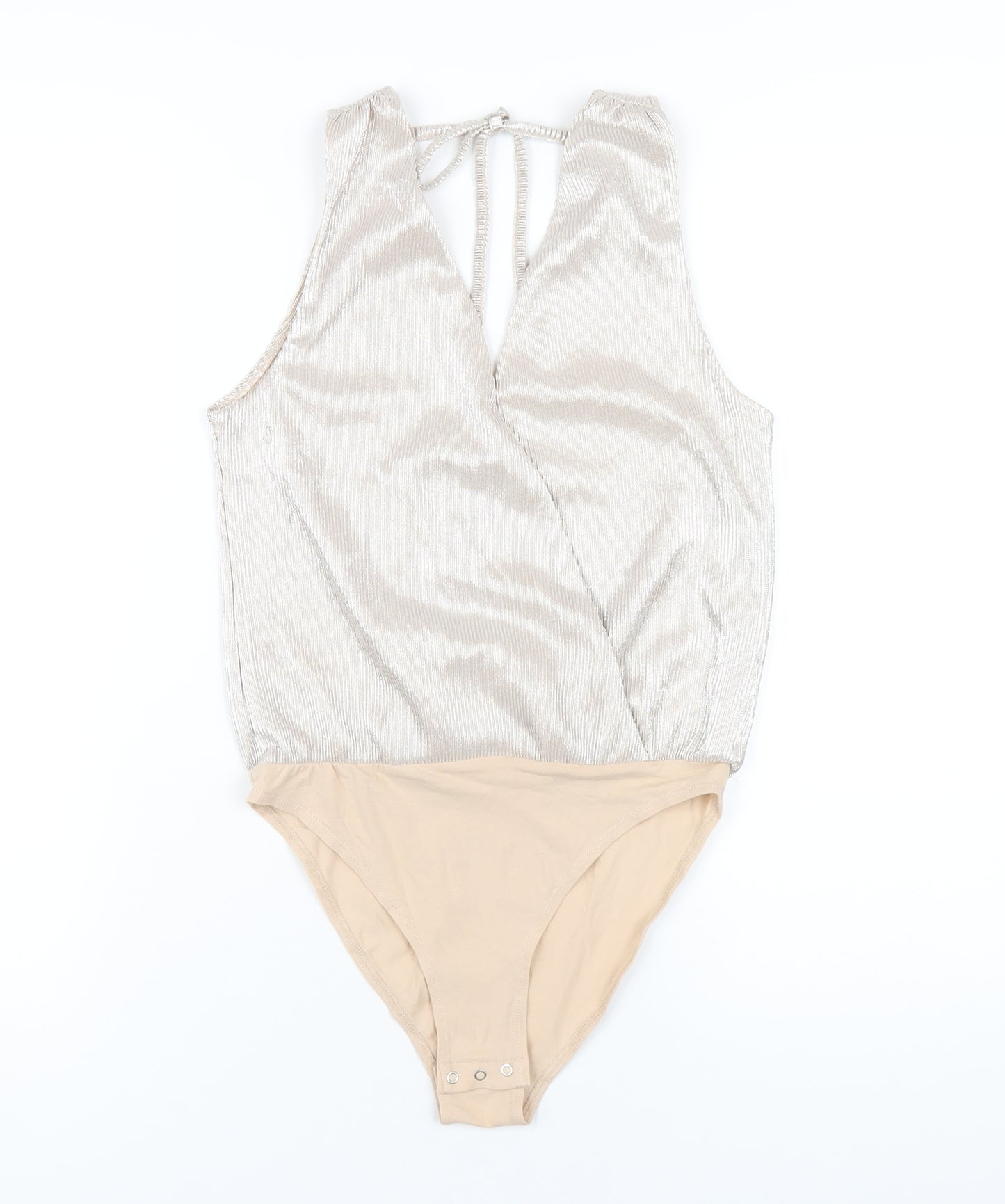 H&M Womens Beige Polyester Bodysuit One-Piece Size XS Snap