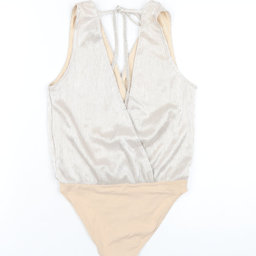 H&M Womens Beige Polyester Bodysuit One-Piece Size XS Snap