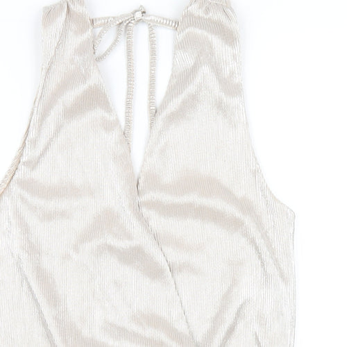 H&M Womens Beige Polyester Bodysuit One-Piece Size XS Snap